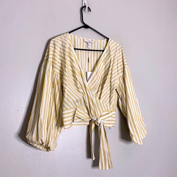 New Derek lam 10 Crosby Merigold Suchi pirate booty sleeve blouse stripe 8 nwt - Picture 1 of 8